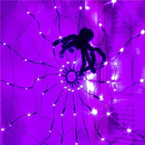 Halloween Spider Web Lights Plug in, 4FT Light up Spider...